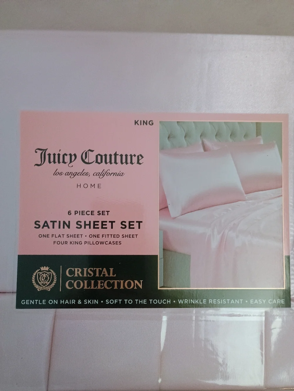 Juicy Couture Satin Sheet Set in Light Pink - King